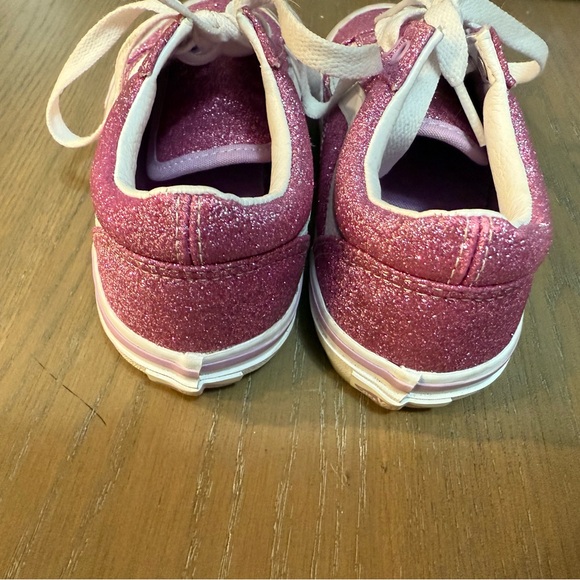 RARE Vans Off The Wall Old Skool lil Girls Pink Glitter Sneakers 1.5 Pink/white - Picture 6 of 6